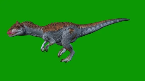 Realistic Dinosaur Run Fast From Left 3D Render-Jurassic Dinosaur Green Screen Stock Footage 317804202