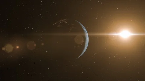 Realistic Distant Planet Earth Fly By and Orbit Animation. Stock Footage