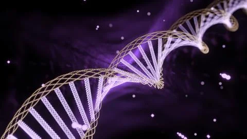 Realistic DNA 3D double helix. Design. Science concept, neon glowing spiral Illustrazione stock