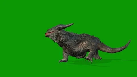 Realistic Dragon Monster Attacking Scene Left on Green Screen 3D Animation Stock Footage 314691934