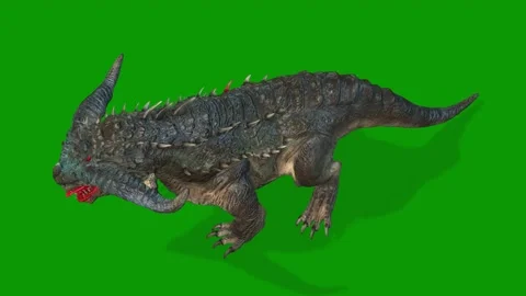 Realistic Dragon Monster on Green Screen Walking Scene From Sky Stock Footage 314691929