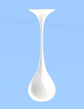 Realistic dripping milk drop 3d render icon, melted white liquid yoghurt, glossy Illustrazione stock