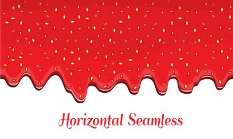 Realistic drips of strawberry jam with flat and solid color design on white Stock Illustration