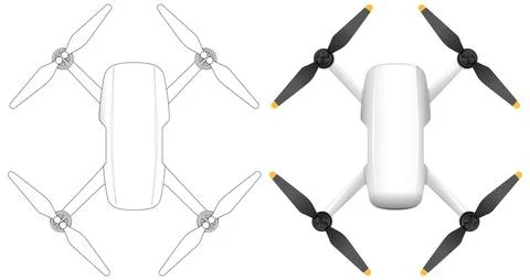 Realistic Drone Vector Illustration with Outline Stock Illustration