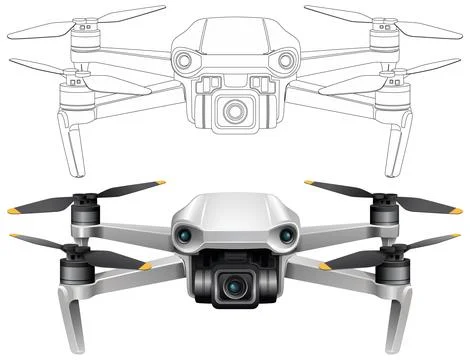 Realistic Drone Vector Illustration with Technical Details 库存插图