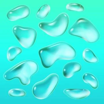 Realistic drops of a rain on a blue background in the form of glass. Abstract Stock-Illustration