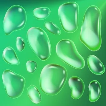 Realistic drops of a rain on a blue background in the form of glass. Abstract Stock Illustration