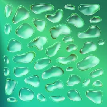 Realistic drops of a rain on a blue background in the form of glass. Abstract Stock-Illustration