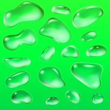 Realistic drops of a rain on a green background in the form of glass. Abstract Stock Illustration