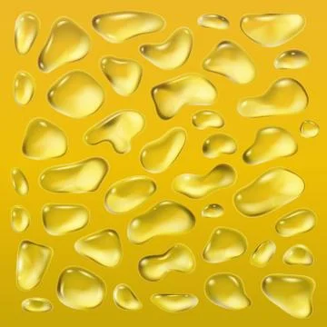 Realistic drops of a rain on a yellow background in the form of glass. Abstract Stock Illustration