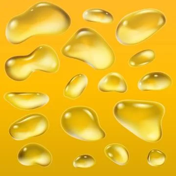 Realistic drops of a rain on a yellow background in the form of glass. Abstract Stock Illustration