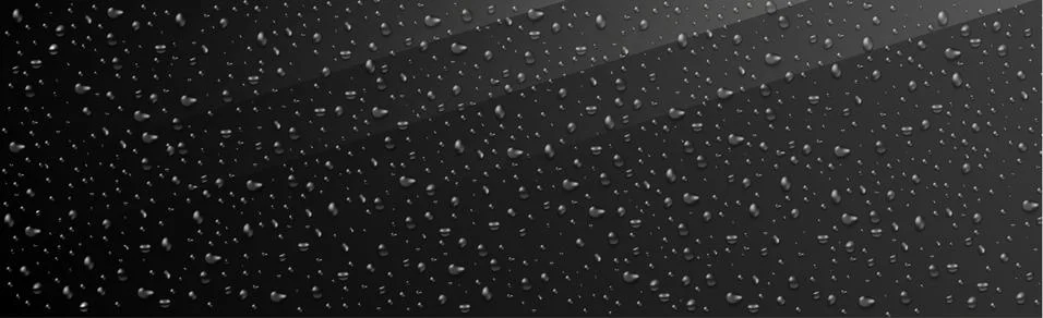 Realistic drops of water on a black background - Vector Stock Illustration