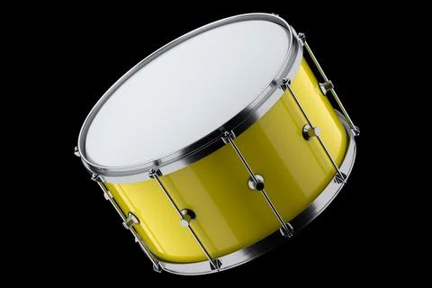 Realistic drum on black background. 3d render concept of musical instrument Illustrazione stock