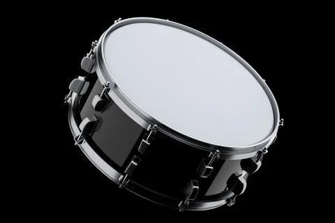 Realistic drum on black background. 3d render concept of musical instrument 库存插图