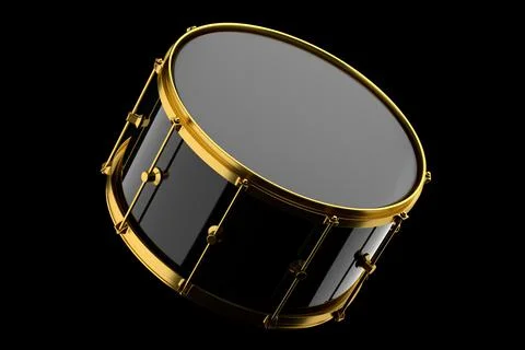 Realistic drum on black background. 3d render concept of musical instrument Stock Illustration