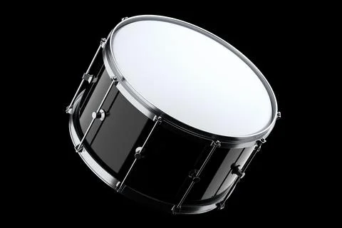 Realistic drum on black background. 3d render concept of musical instrument Stock Illustration