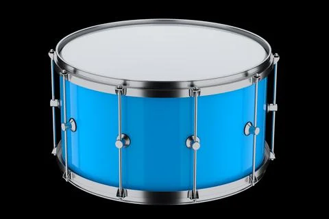 Realistic drum on black background. 3d render concept of musical instrument Stockillustratie