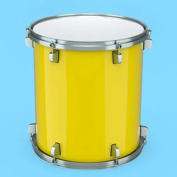 Realistic drum on blue background. 3d render concept of musical instrument Stock Illustration