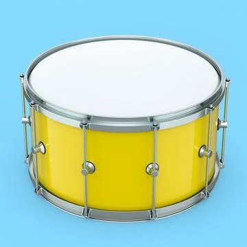 Realistic drum on blue background. 3d render concept of musical instrument Stock Illustration