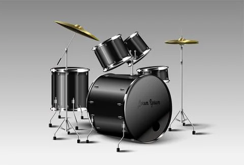 Realistic drum kit. Vector. Stock Illustration