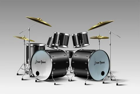 Realistic drum kit. Vector. Stock Illustration