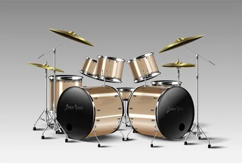 Realistic drum kit. Vector. Stock Illustration