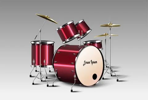 Realistic drum kit. Vector. Stock Illustration