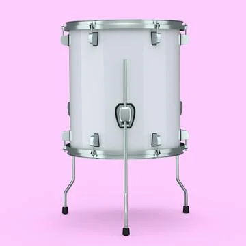 Realistic drum on pink background. 3d render concept of musical instrument Stock Illustration