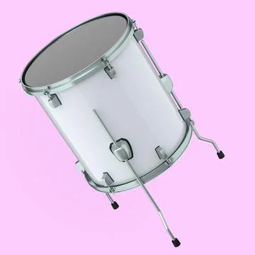Realistic drum on pink background. 3d render concept of musical instrument Stockillustratie