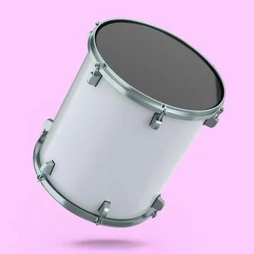 Realistic drum on pink background. 3d render concept of musical instrument Stock Illustration