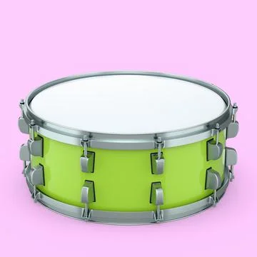 Realistic drum on pink background. 3d render concept of musical instrument Stock Illustration