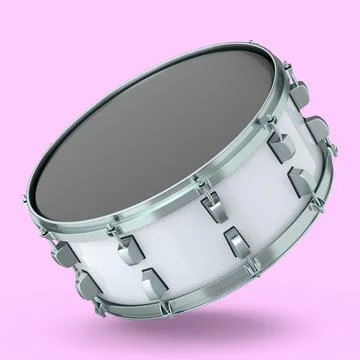 Realistic drum on pink background. 3d render concept of musical instrument Stock Illustration