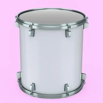 Realistic drum on pink background. 3d render concept of musical instrument Stock Illustration