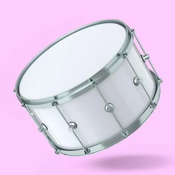Realistic drum on pink background. 3d render concept of musical instrument Stock Illustration