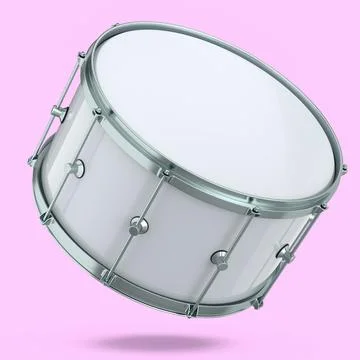 Realistic drum on pink background. 3d render concept of musical instrument 库存插图