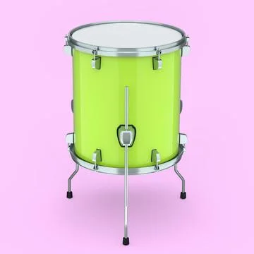 Realistic drum on pink background. 3d render concept of musical instrument Stock Illustration