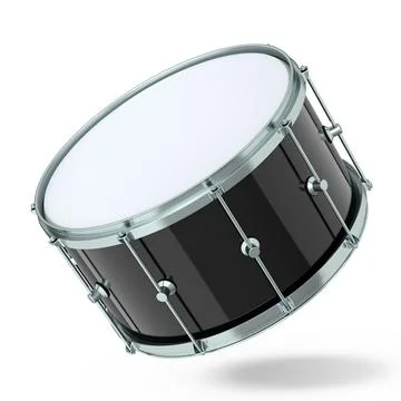Realistic drum on white background. 3d render concept of musical instrument Stockillustratie
