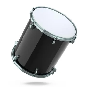 Realistic drum on white background. 3d render concept of musical instrument Stock Illustration