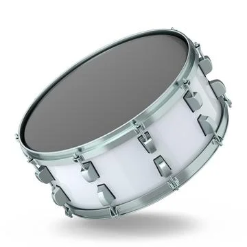 Realistic drum on white background. 3d render concept of musical instrument Stock Illustration