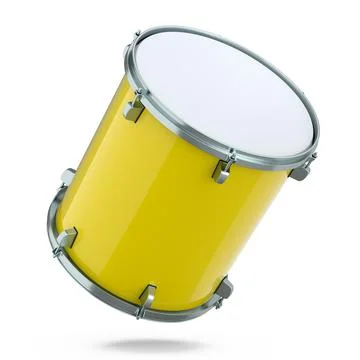 Realistic drum on white background. 3d render concept of musical instrument Stockillustratie