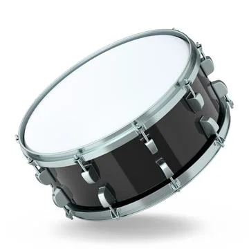 Realistic drum on white background. 3d render concept of musical instrument Stock Illustration