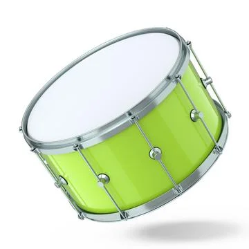 Realistic drum on white background. 3d render concept of musical instrument Stockillustratie