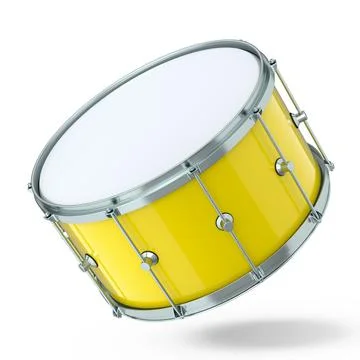Realistic drum on white background. 3d render concept of musical instrument Ilustração Stock