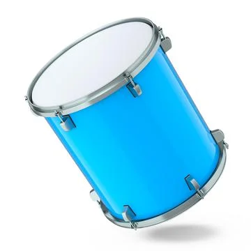 Realistic drum on white background. 3d render concept of musical instrument Stock Illustration