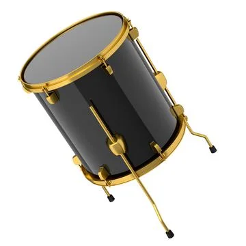 Realistic drum on white background. 3d render concept of musical instrument Stock Illustration