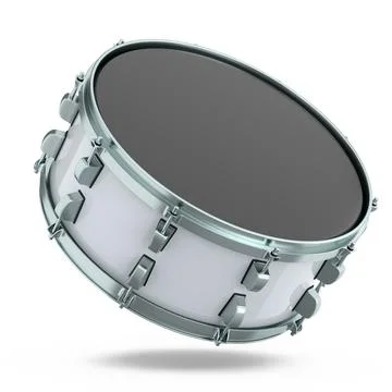 Realistic drum on white background. 3d render concept of musical instrument Stock Illustration
