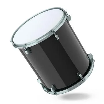 Realistic drum on white background. 3d render concept of musical instrument Stock Illustration