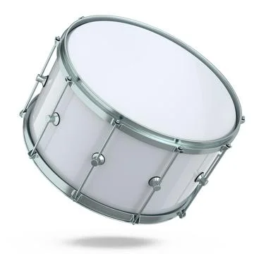 Realistic drum on white background. 3d render concept of musical instrument Stock Illustration