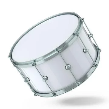 Realistic drum on white background. 3d render concept of musical instrument Stockillustratie