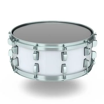 Realistic drum on white background. 3d render concept of musical instrument Stock Illustration